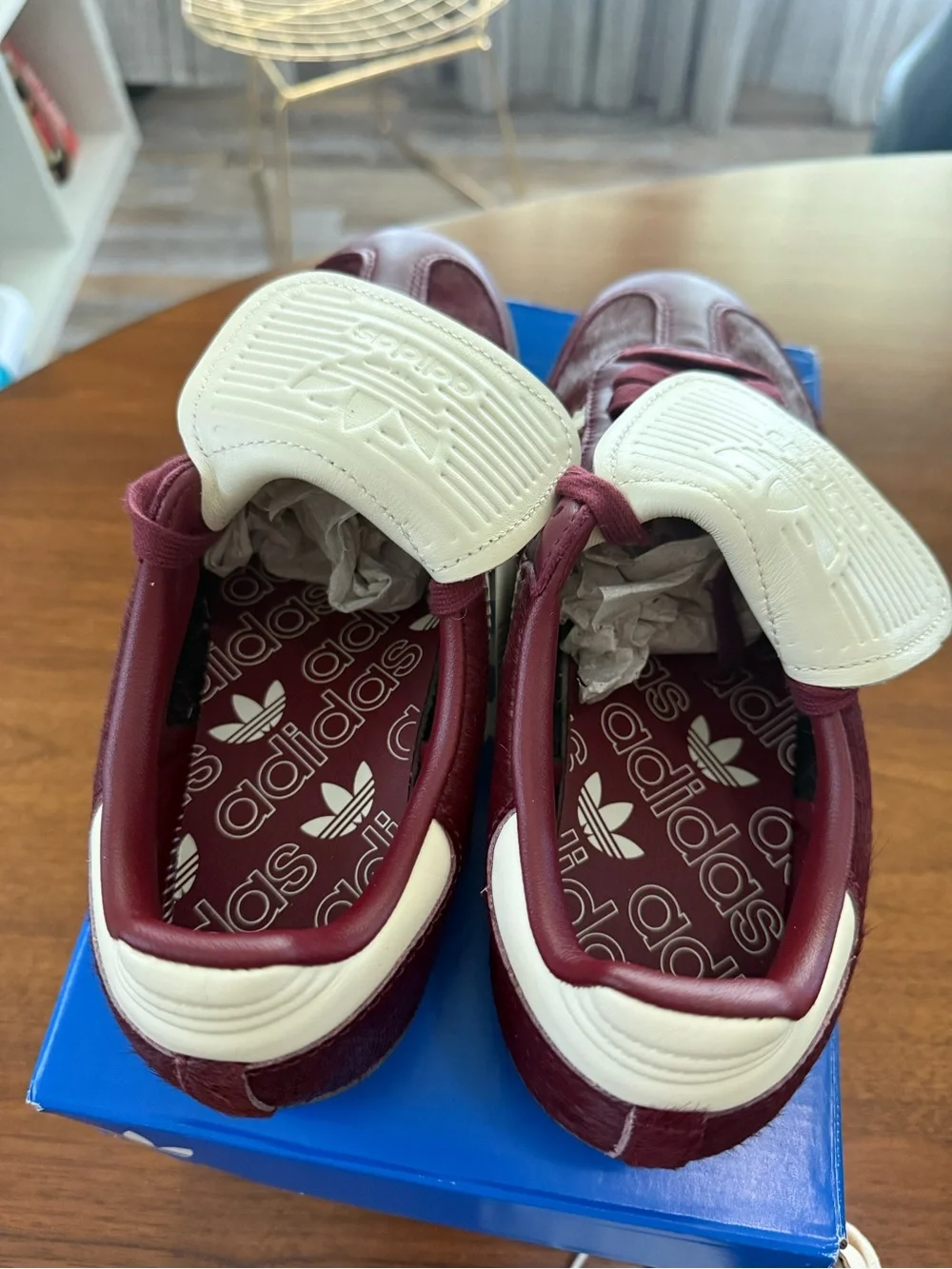 adidas Gazelle Athletic Shoes Burgundy and Cream - Picture 2 of 4